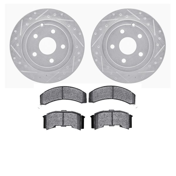 Dynamic Friction Co 7502-52042, Rotors-Drilled and Slotted-Silver with 5000 Advanced Brake Pads, Zinc Coated 7502-52042